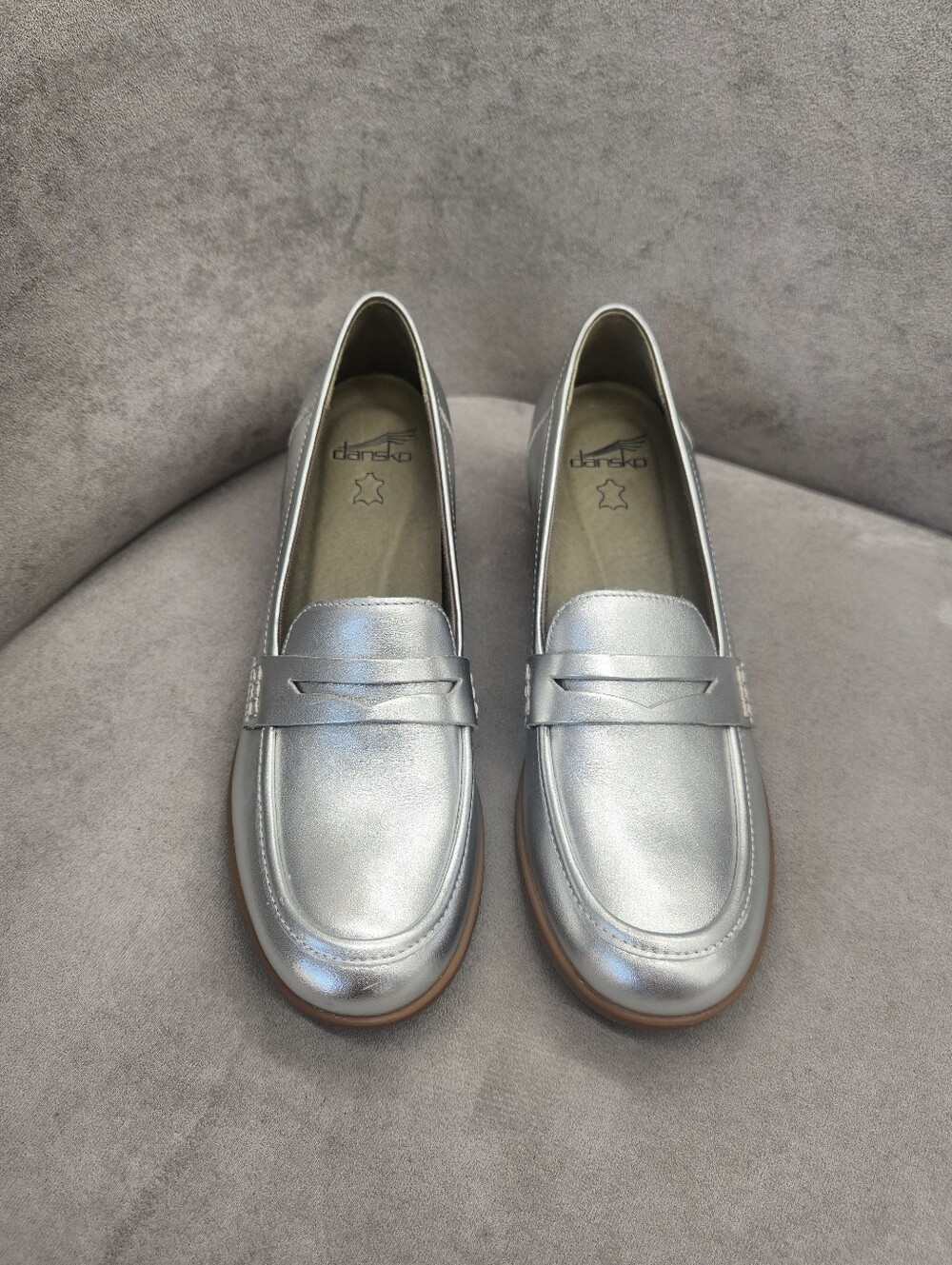 Dansko Dress Loafers 10.5 Silver Leather Danika Comfort Shoes Retro New $150